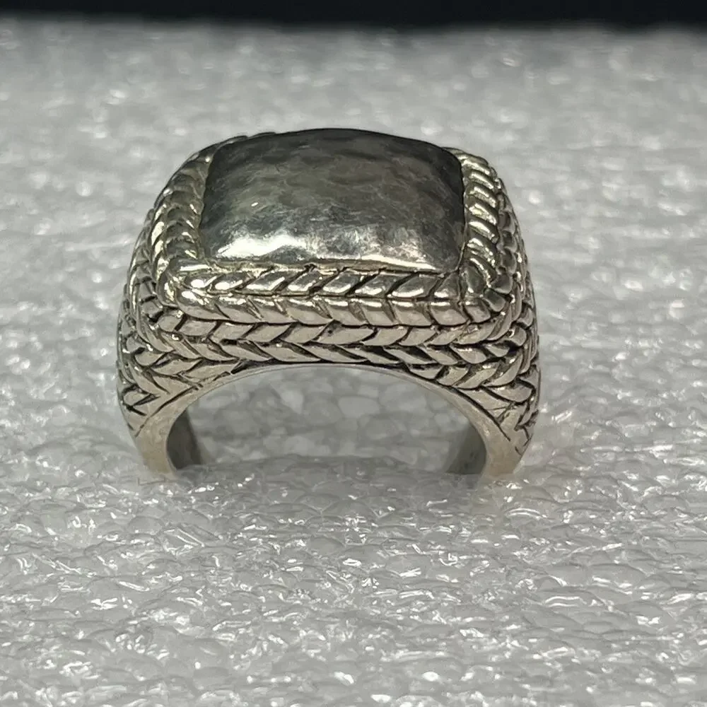 vintage silpada sterling silver 925 Square Dome No Stone Ring Wheat Size 6 - 6,5